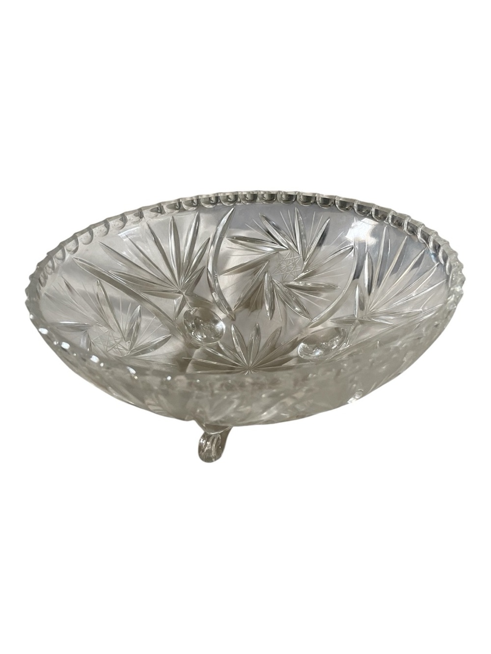 Vintage Czech Bohemian Crystal  Footed Bowl